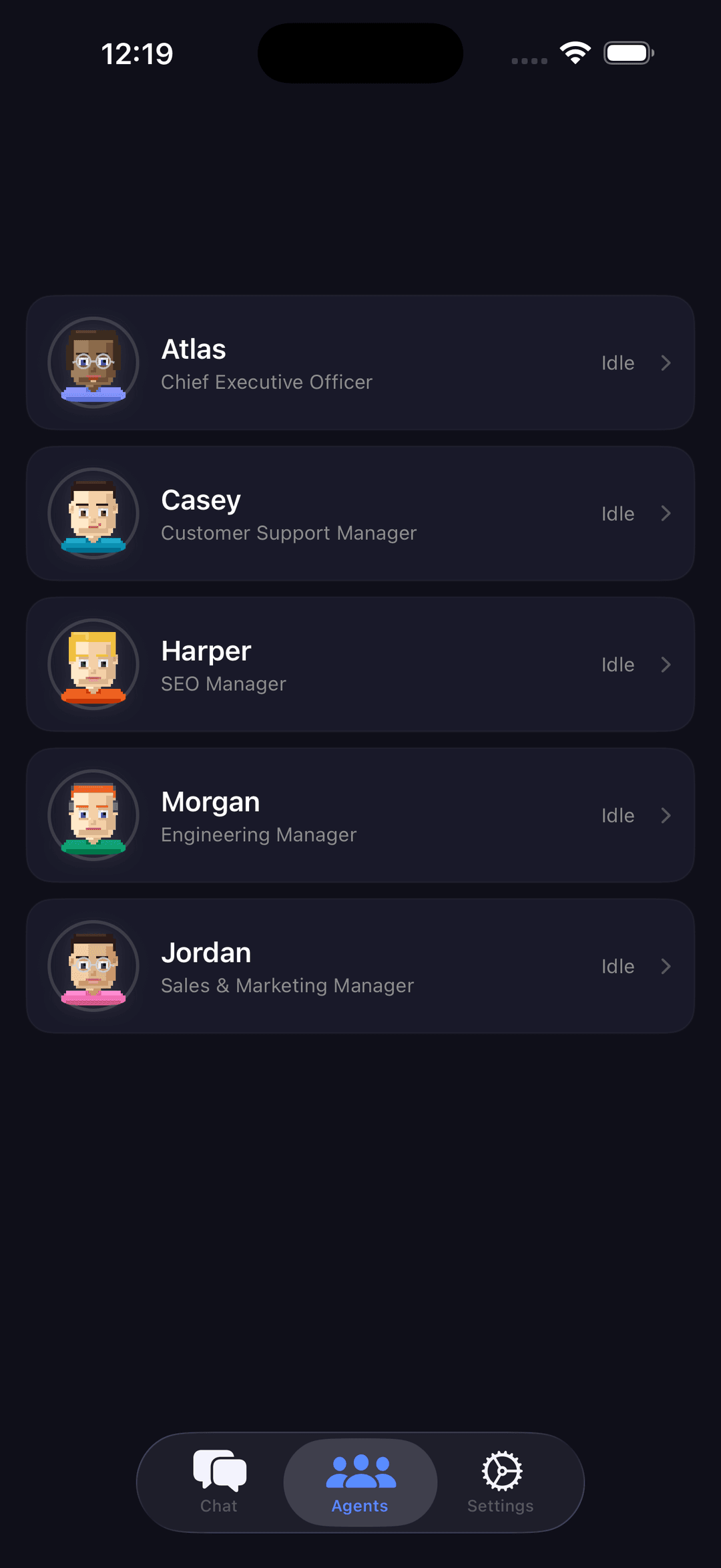AI Agents Team - Atlas, Casey, Harper, Morgan, Jordan